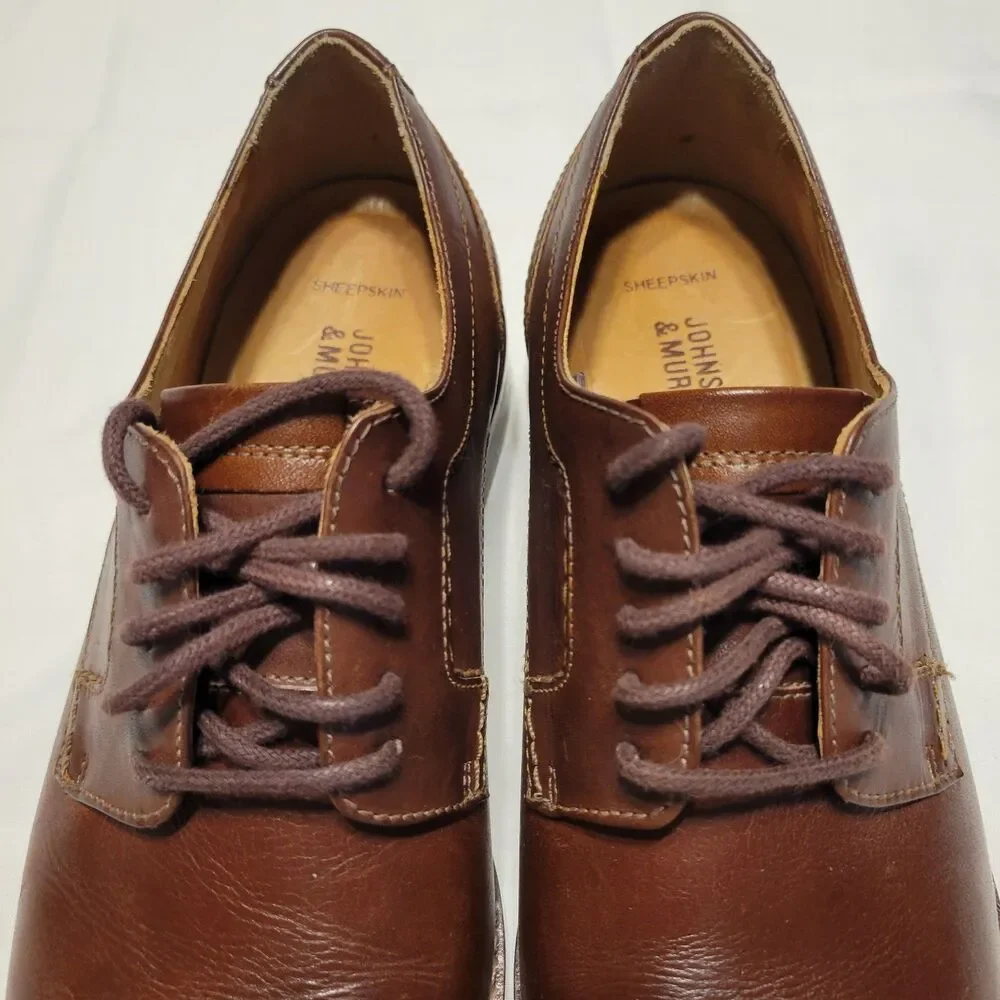 Johnston & Murphy Garner Brown Leather Oxford Lace Up Dress Shoes Size 8 M